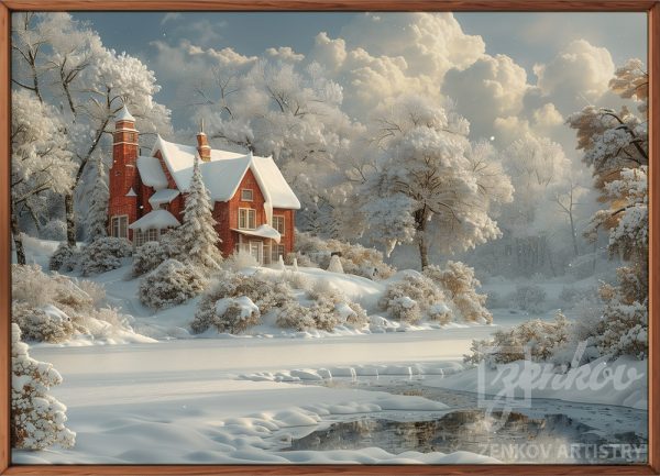 Brick House Under Snow