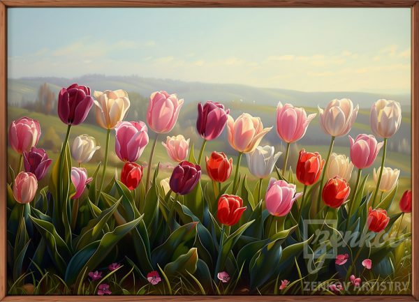 Field of Colorful Tulips