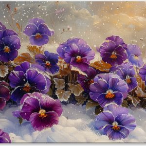 Winter's Touch on Purple Pansies #0_40x60