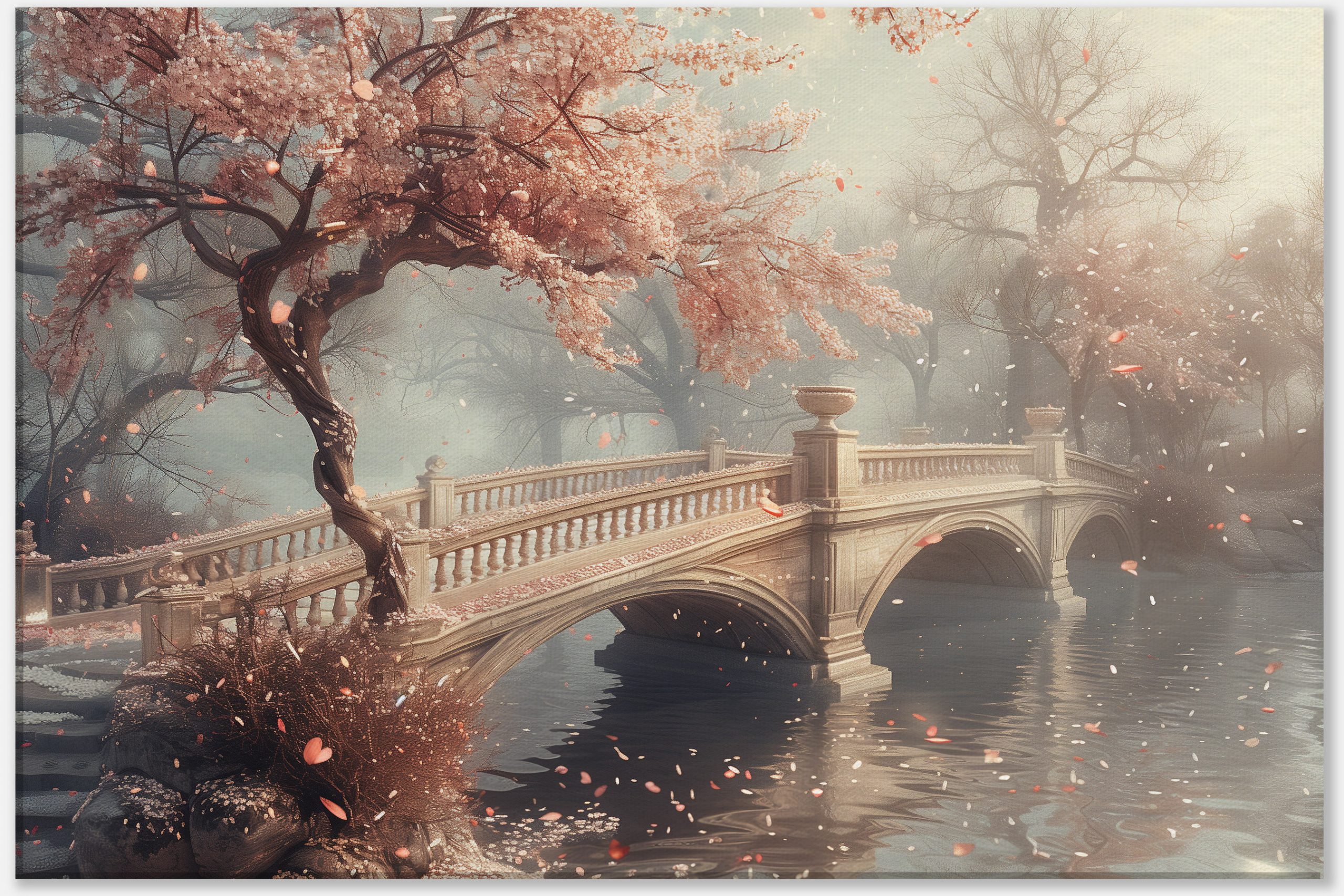 Charm of Spring at Blossoming Bridge #0_40x60