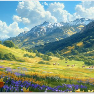 Spring Meadows with Grazing Deer #0_40x60