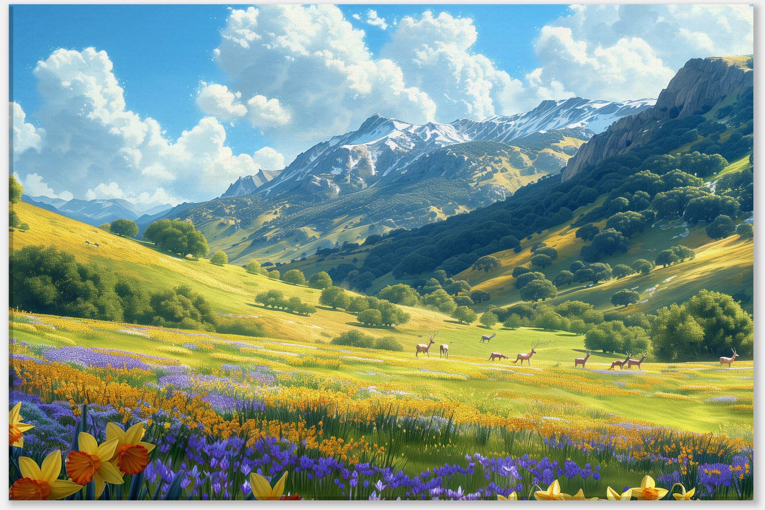 spring-meadows-with-grazing-deer-0_40x60 Spring Meadows with Grazing Deer #0_40x60