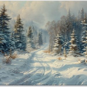 Winter Path in Evergreen Forest #0_40x60