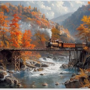 Autumn Train Over Falls #0_40x60