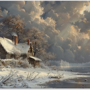 Snowbound Cottage by the Lake #0_40x60