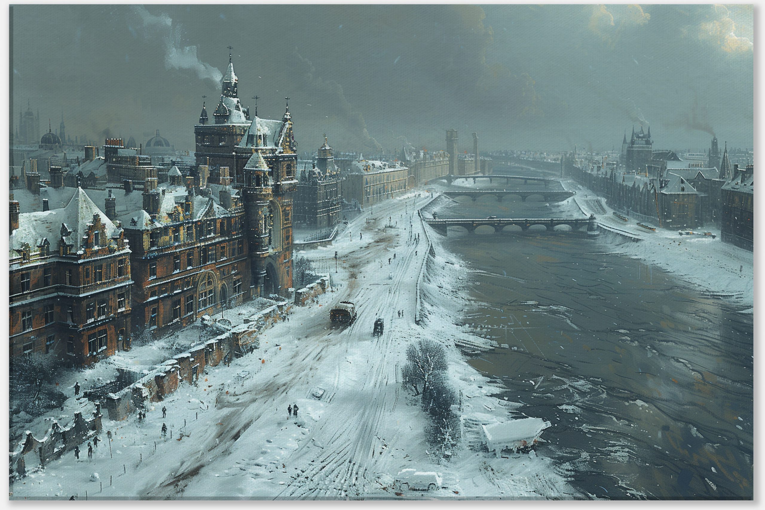 Winter's Embrace: A Historic City's Calm #0_60x90