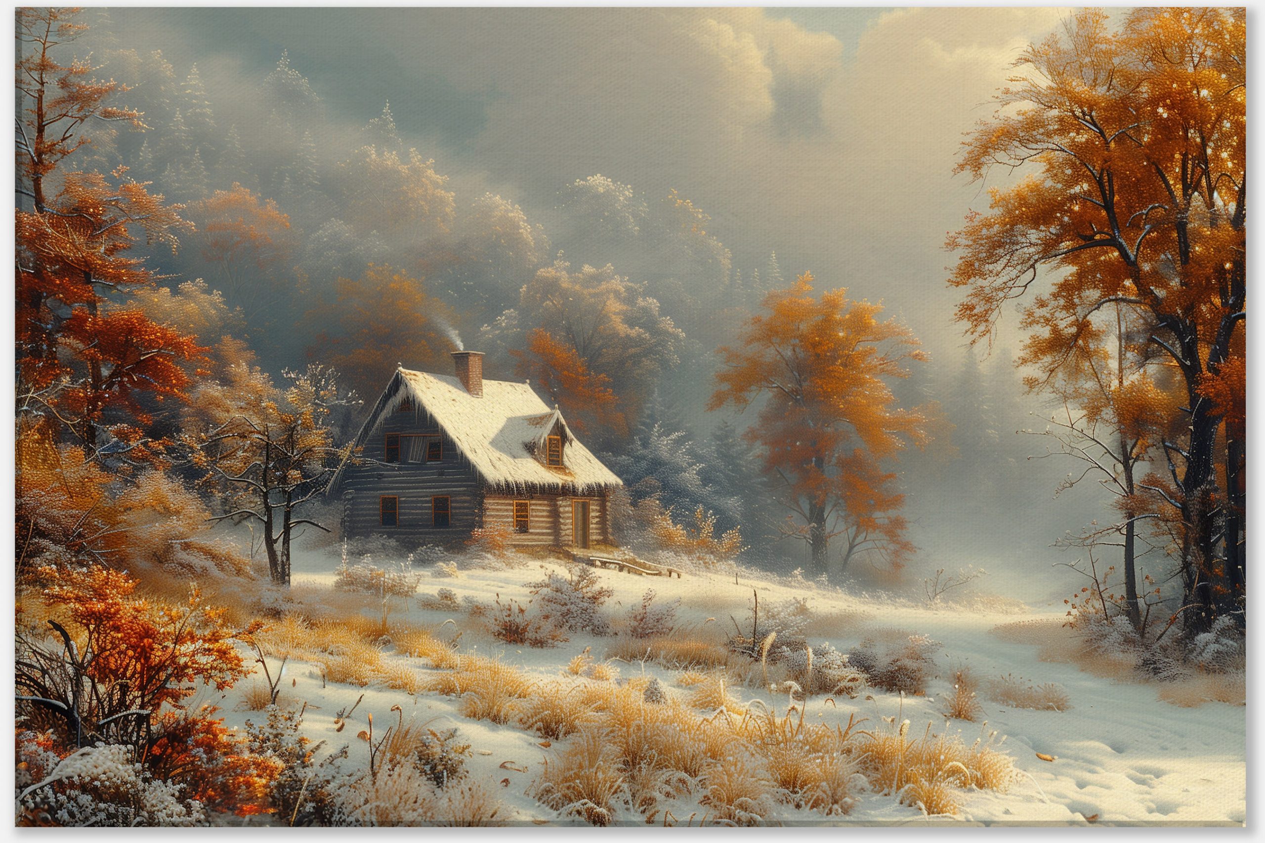 cozy-cabin-in-first-snow-0_60x90 Cozy Cabin in First Snow #0_60x90