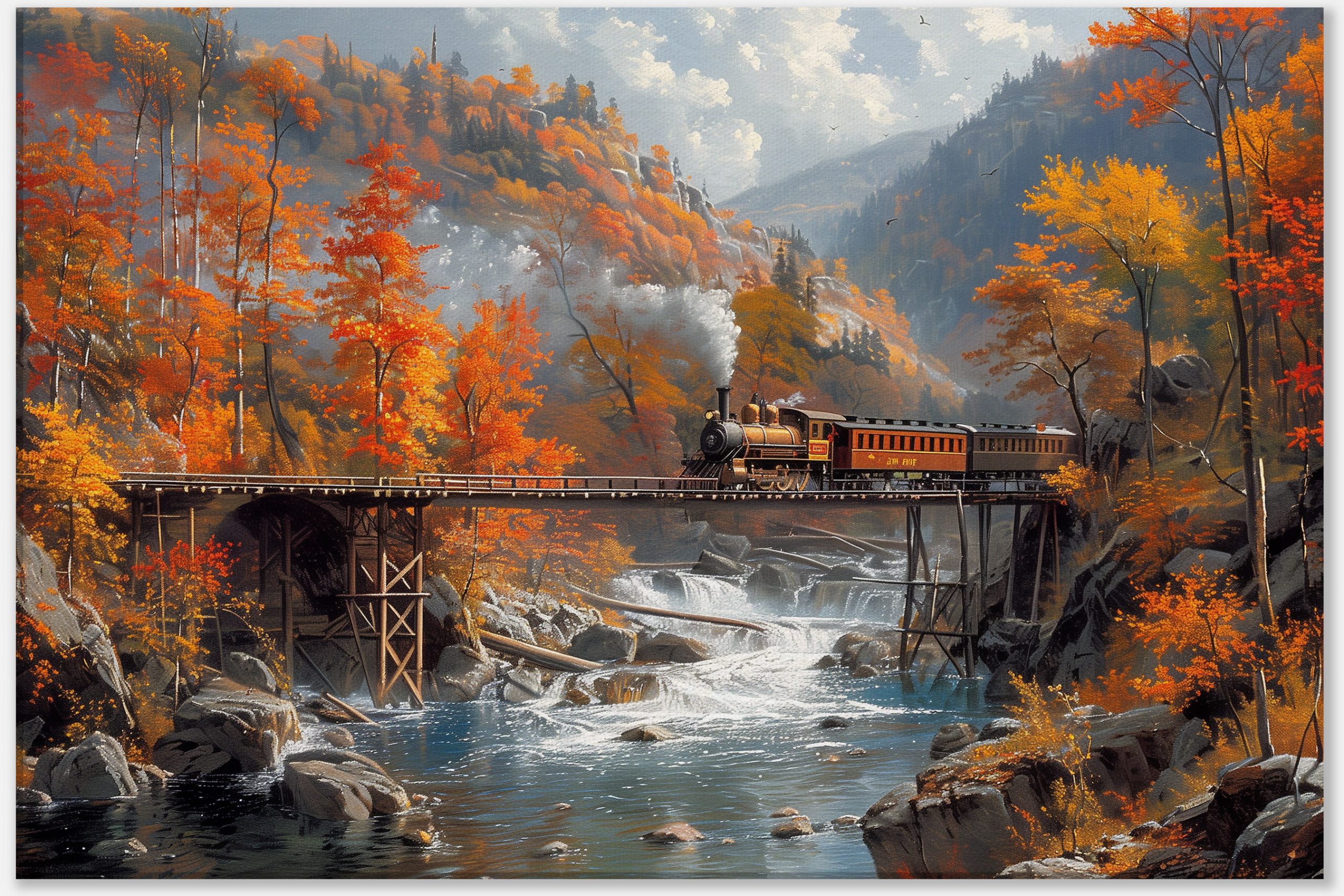 Autumn Train Over Falls #0_60x90