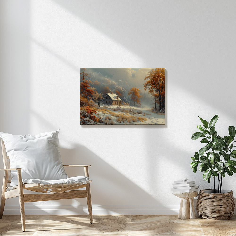 cozy-cabin-in-first-snow-2_60x90 Cozy Cabin in First Snow #2_60x90