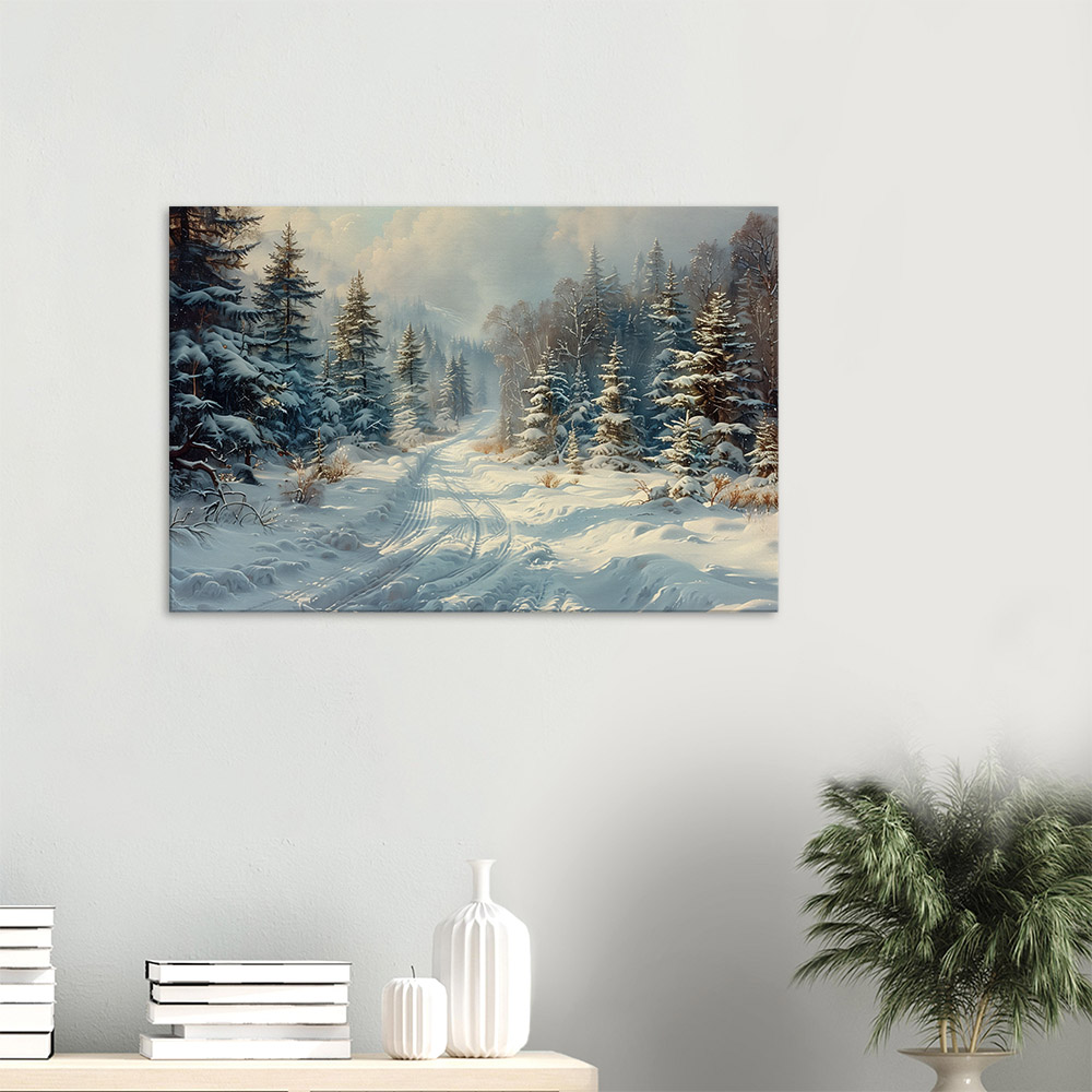 Winter Path in Evergreen Forest #3_60x90