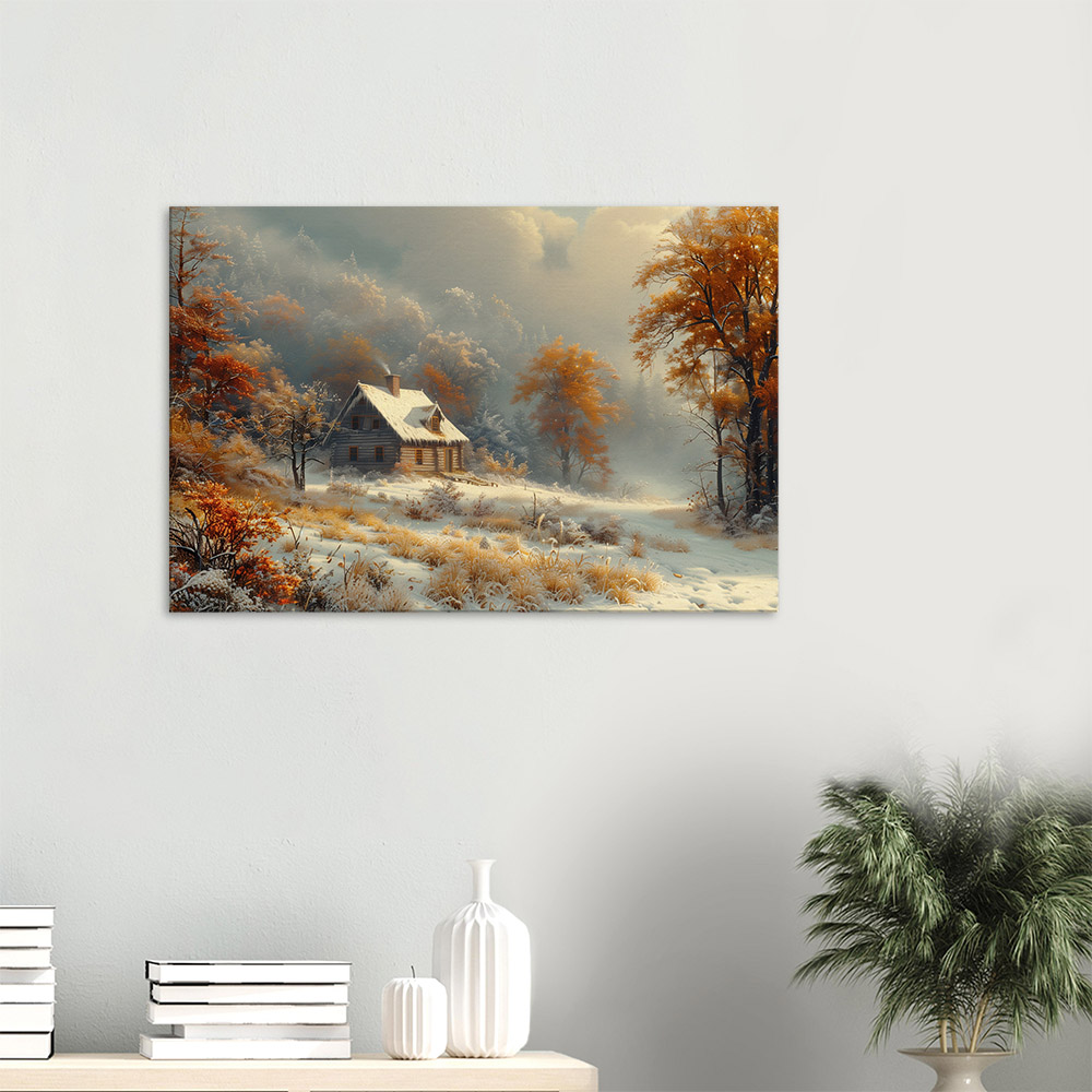 cozy-cabin-in-first-snow-3_60x90 Cozy Cabin in First Snow #3_60x90