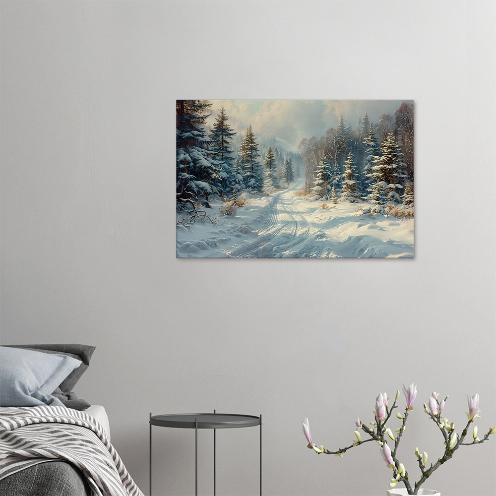Winter Path in Evergreen Forest #4_60x90