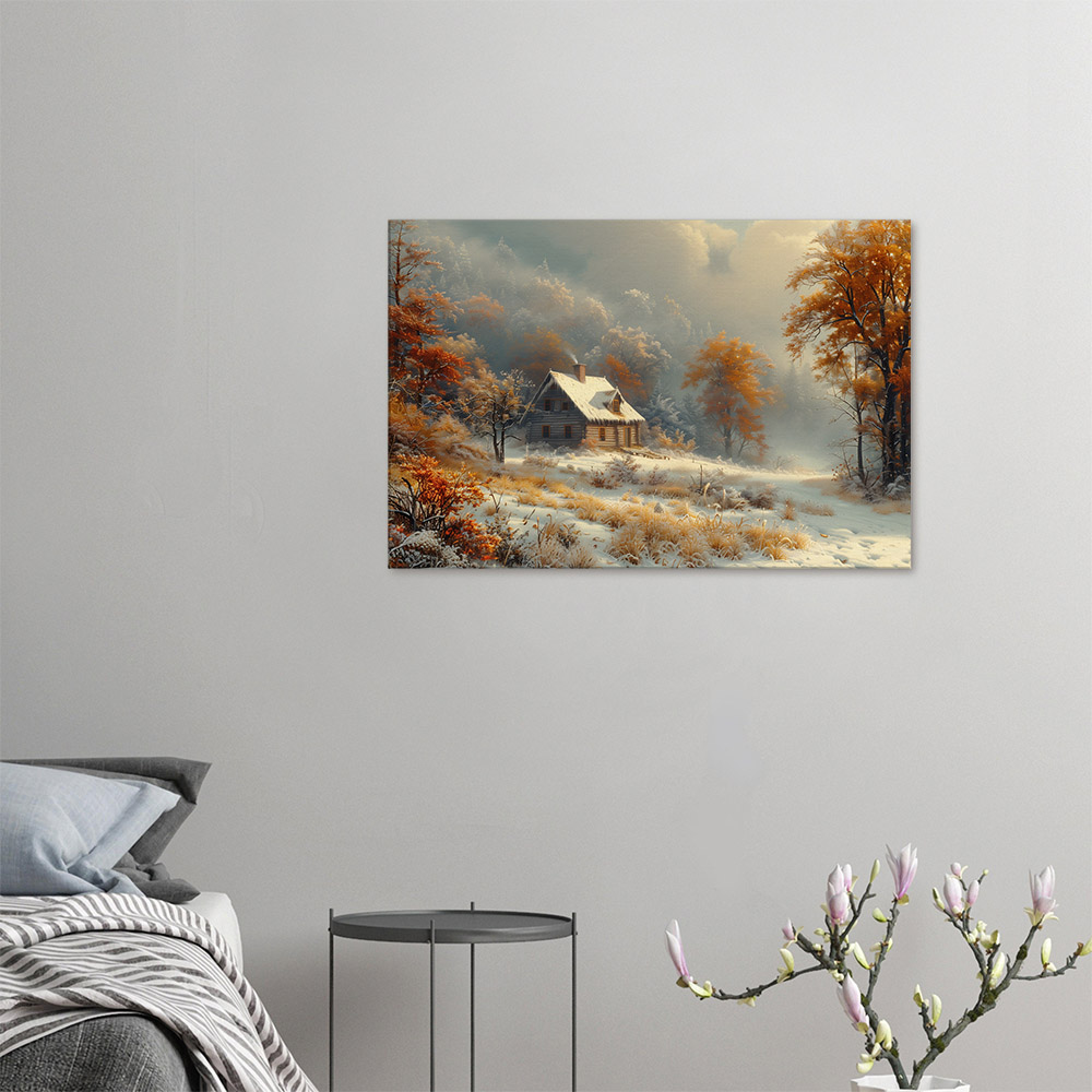 cozy-cabin-in-first-snow-4_60x90 Cozy Cabin in First Snow #4_60x90