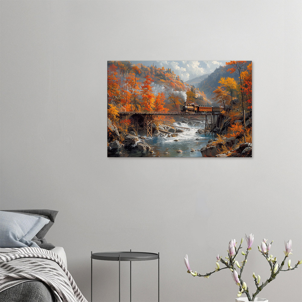 Autumn Train Over Falls #4_60x90