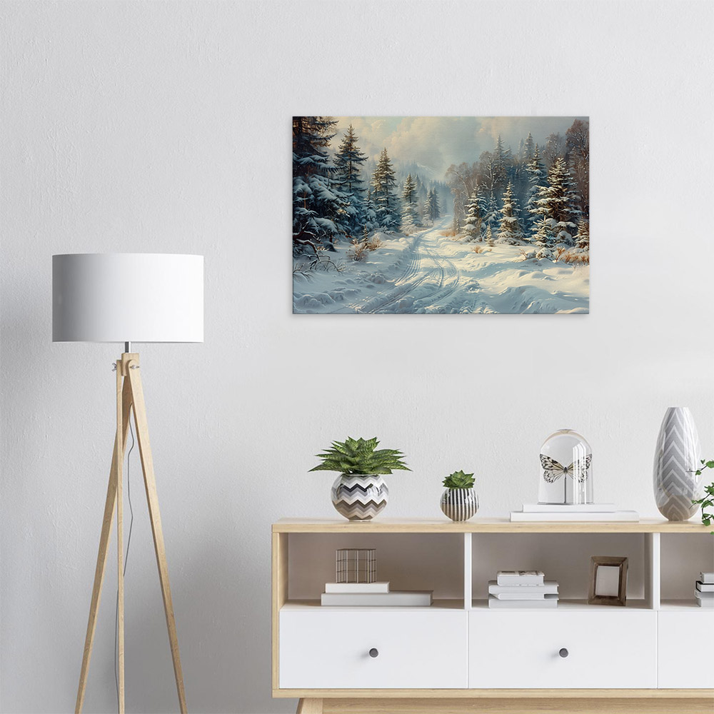 Winter Path in Evergreen Forest #5_60x90