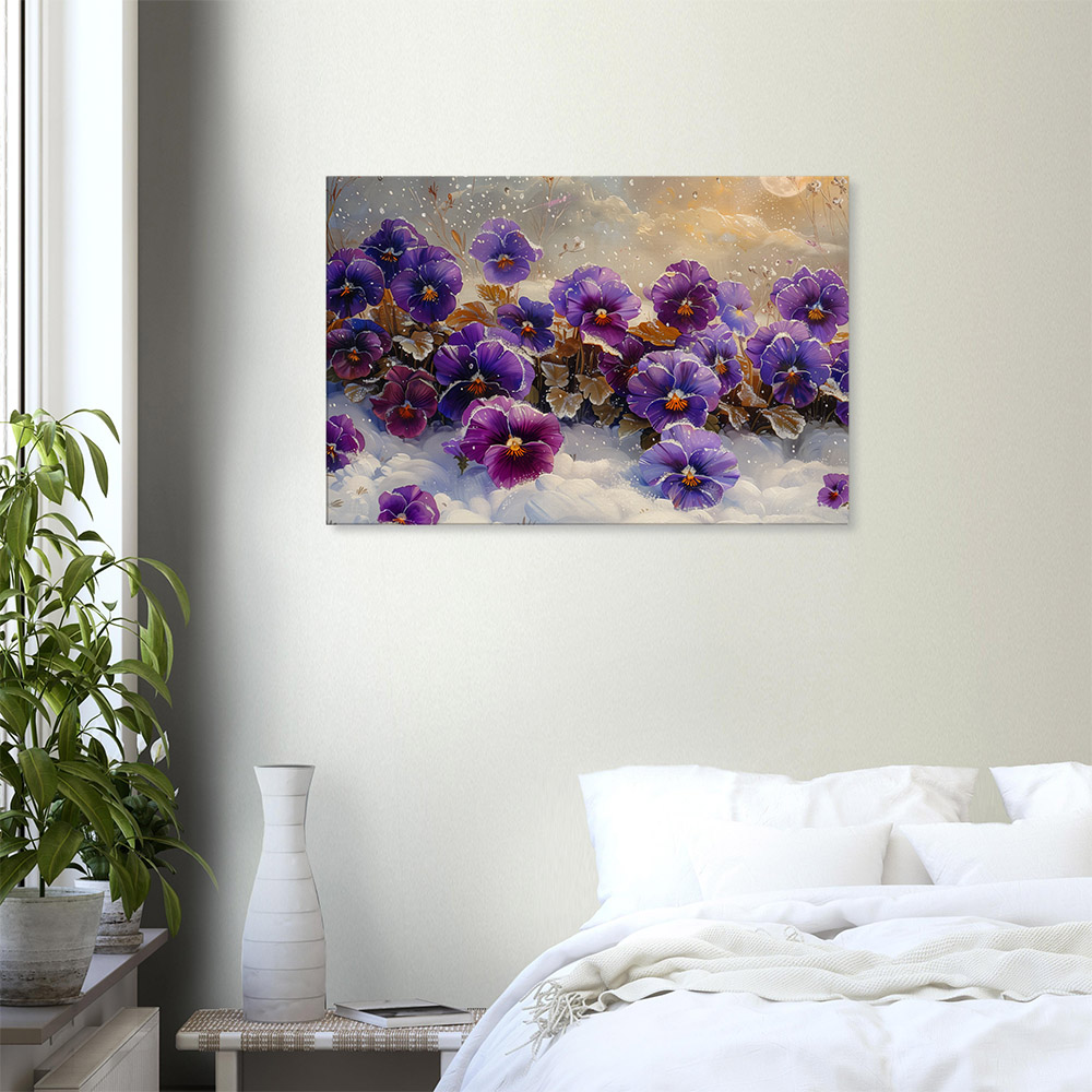 Winter's Touch on Purple Pansies #6_60x90