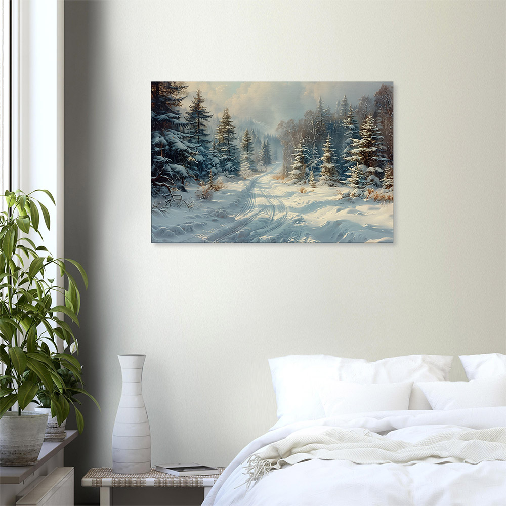 Winter Path in Evergreen Forest #6_60x90