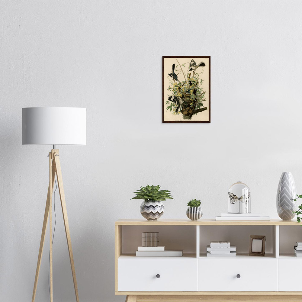 John James Audubon - Mocking Bird - -framed-art-dark-wood-1