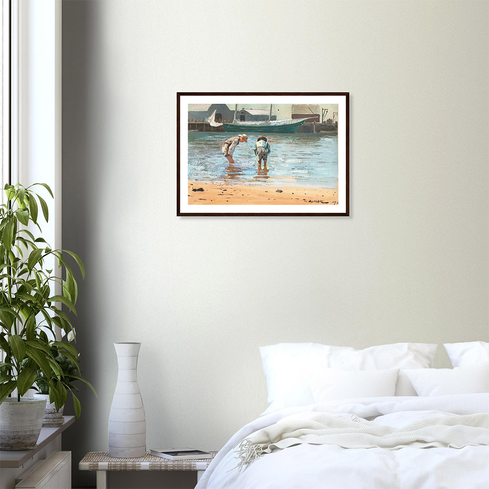 winslow-homer-boys-wading-framed-wall-art-dark-wood-2 Winslow Homer - Boys Wading - -framed-wall-art-dark-wood-2
