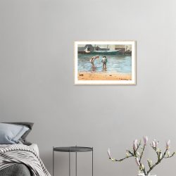 Winslow Homer - Boys Wading - -framed-wall-art-wood-0