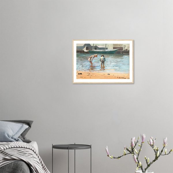 Winslow Homer - Boys Wading - -framed-wall-art-wood-0