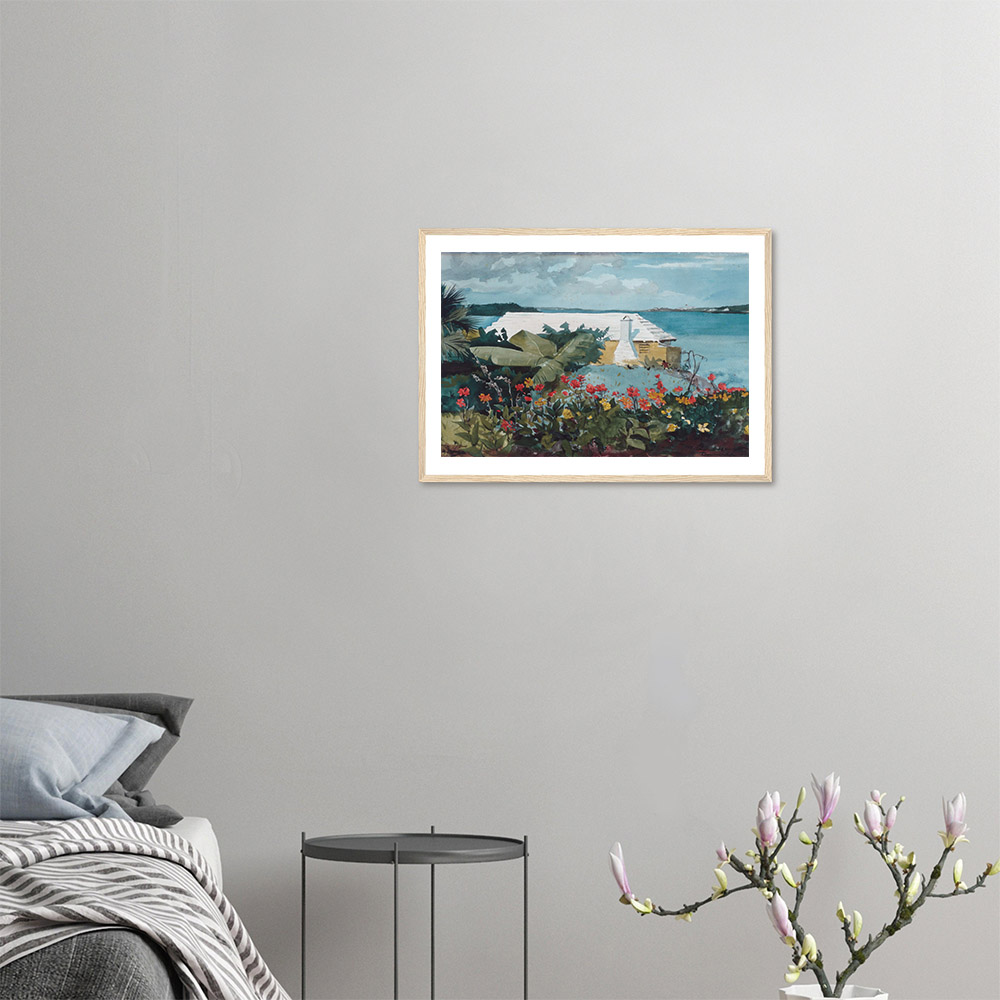 Winslow Homer - Flower Garden and Bungalow - -framed-wall-art-wood-0