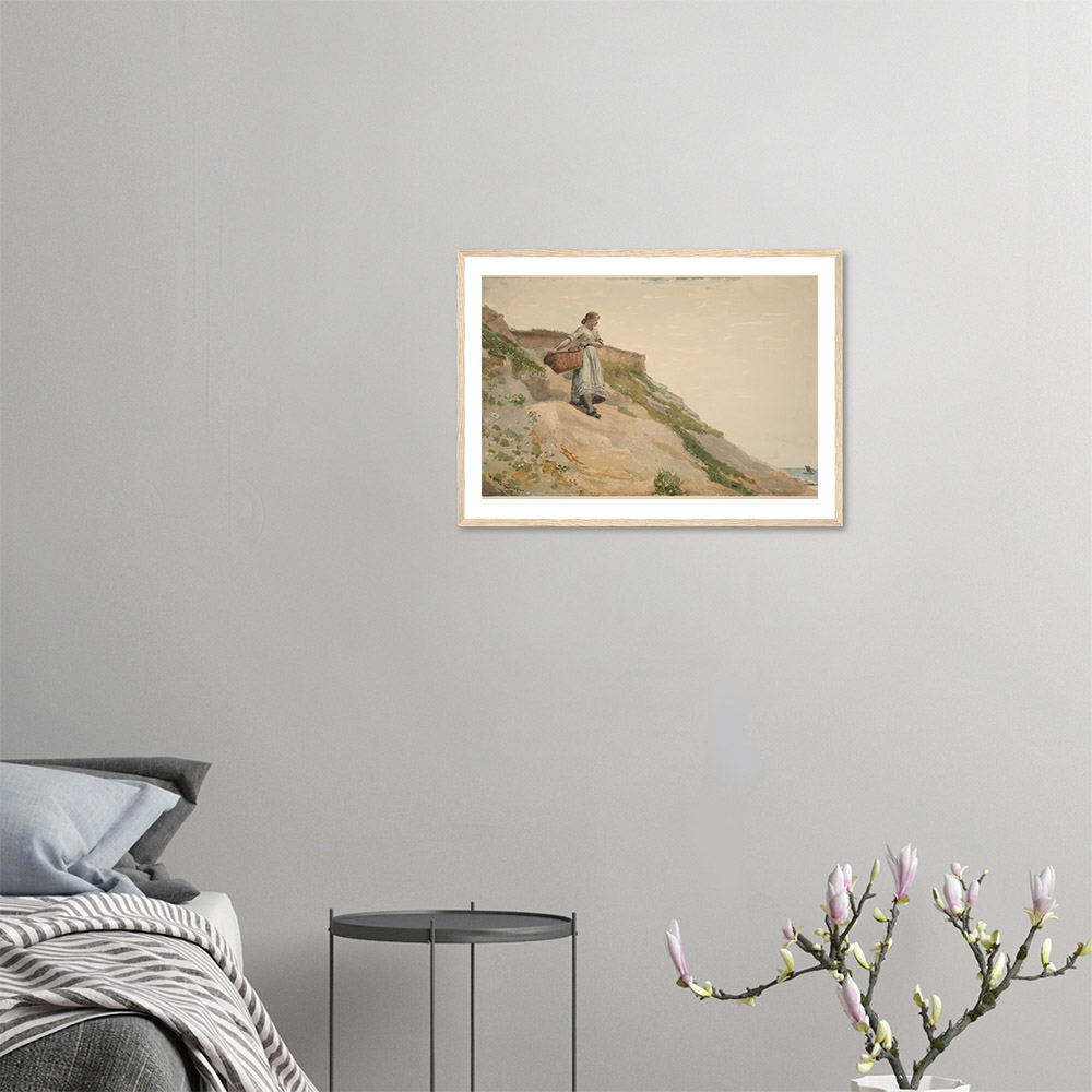Winslow Homer - Girl Carrying a Basket - -framed-wall-art-wood-0