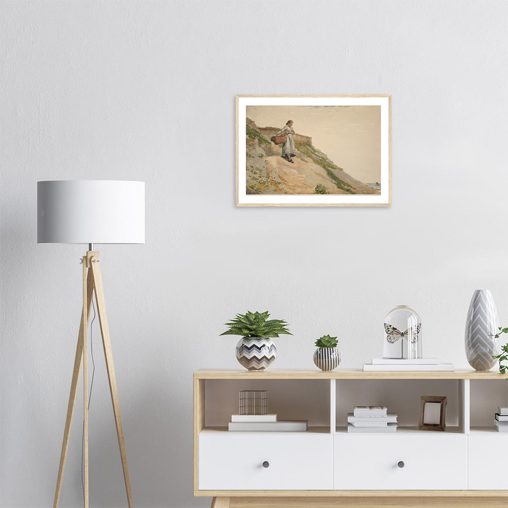 Winslow Homer - Girl Carrying a Basket - -framed-wall-art-wood-1