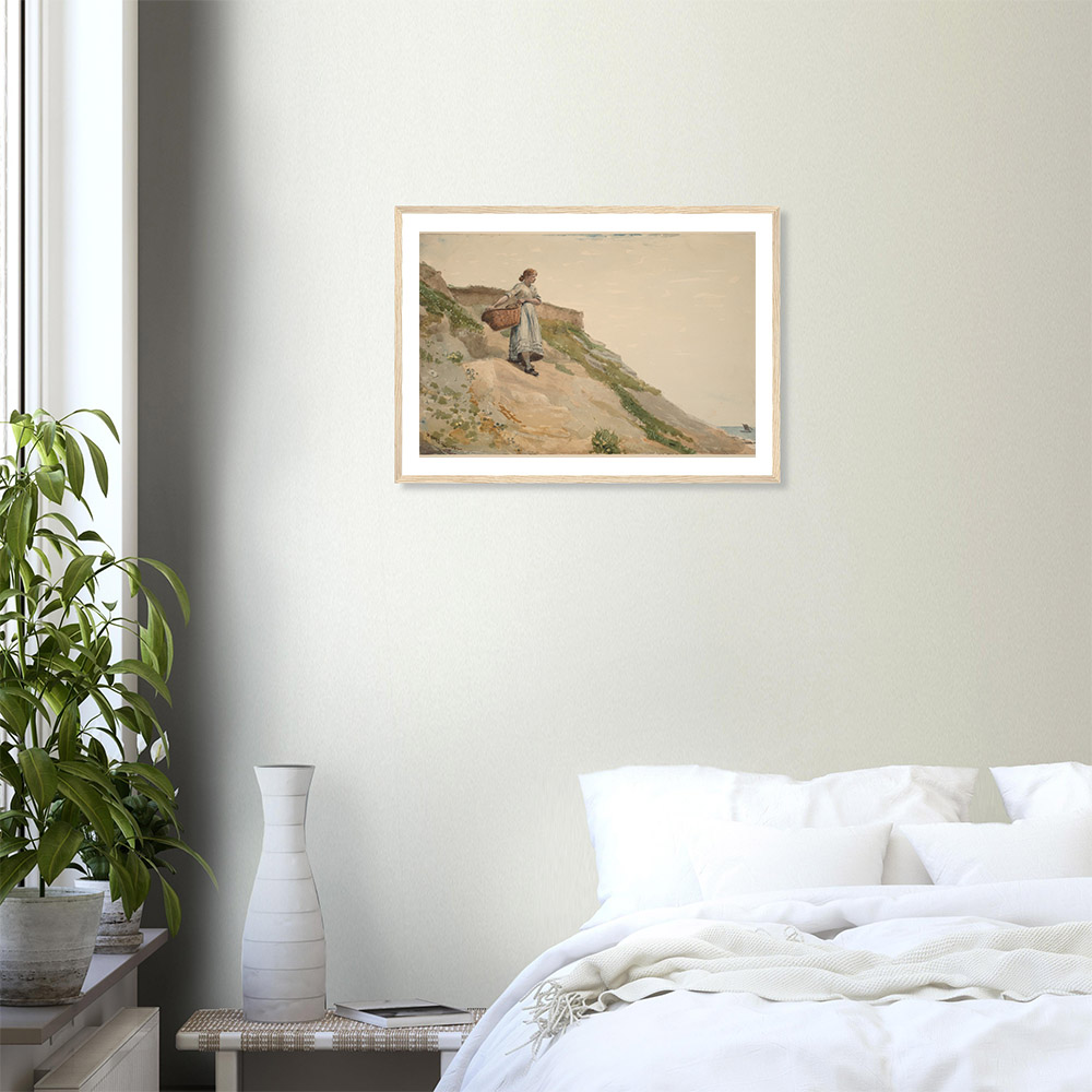 Winslow Homer - Girl Carrying a Basket - -framed-wall-art-wood-2