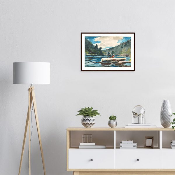 Winslow Homer - Hudson river, logging - -framed-wall-art-dark-wood-1
