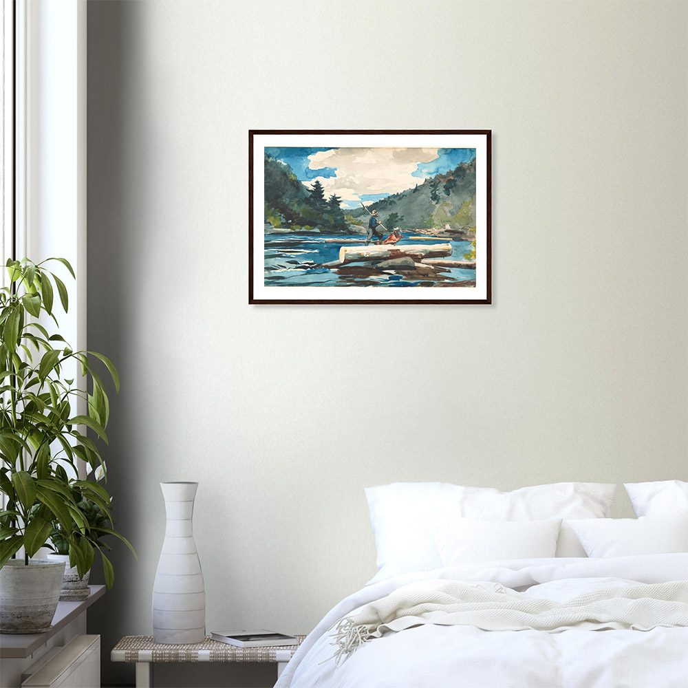 Winslow Homer - Hudson river, logging - -framed-wall-art-dark-wood-2
