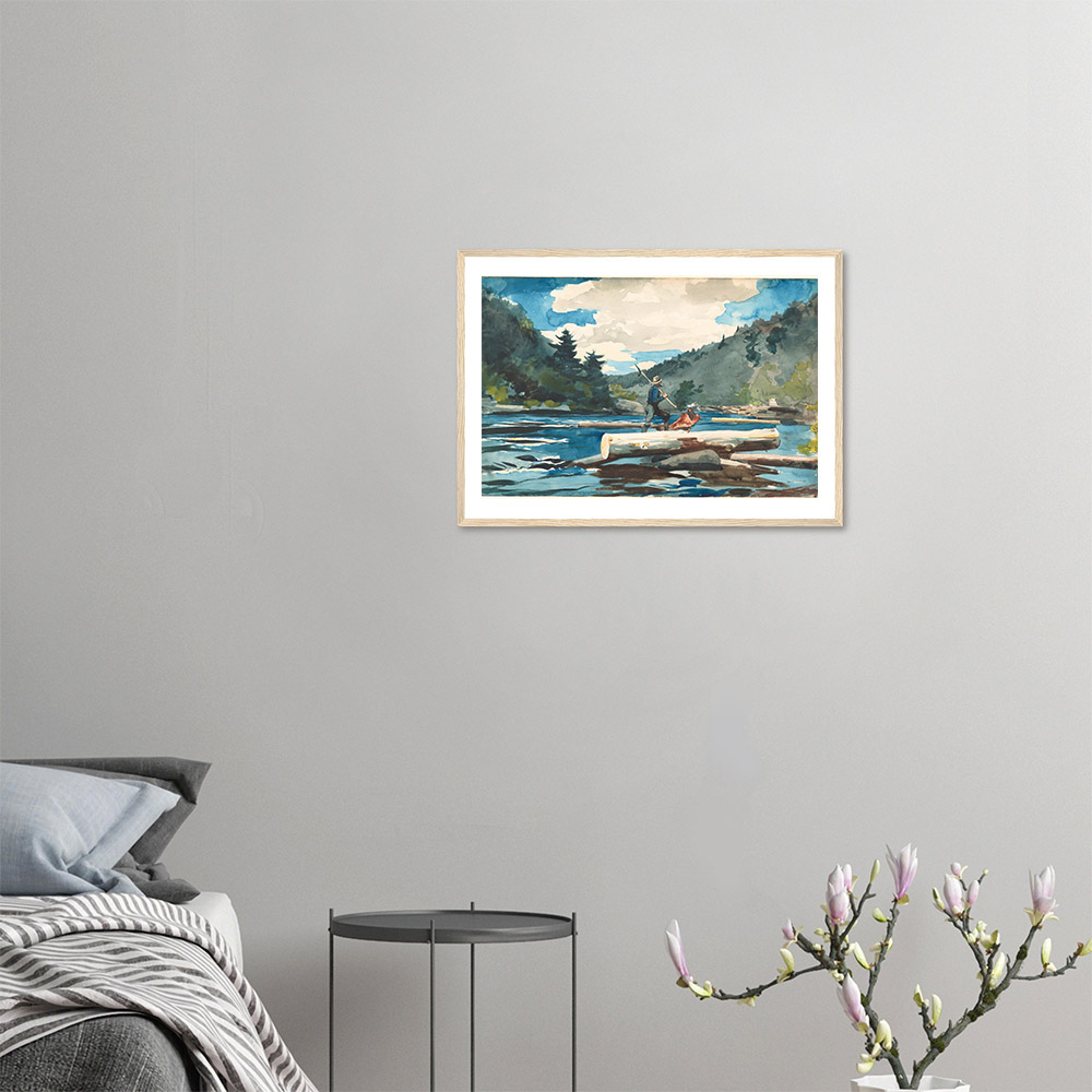 Winslow Homer - Hudson river, logging - -framed-wall-art-wood-0