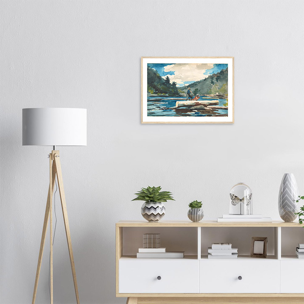 Winslow Homer - Hudson river, logging - -framed-wall-art-wood-1
