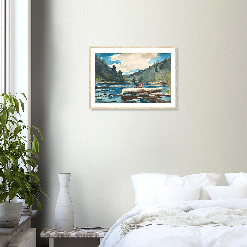 Winslow Homer - Hudson river, logging - -framed-wall-art-wood-2