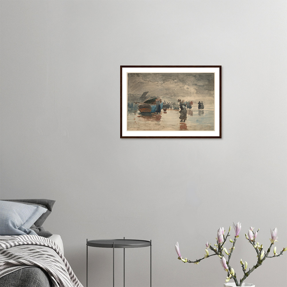Winslow Homer - On the Sands - - -framed-wall-art-dark-wood-0