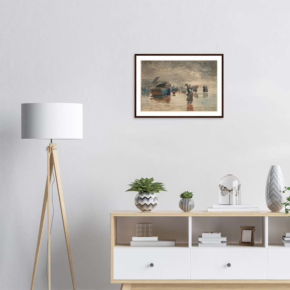 Winslow Homer - On the Sands - - -framed-wall-art-dark-wood-1