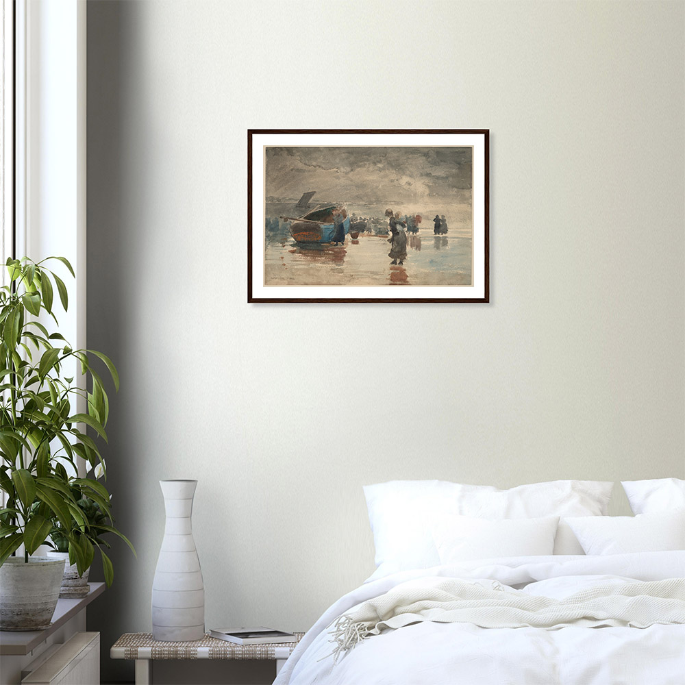Winslow Homer - On the Sands - - -framed-wall-art-dark-wood-2
