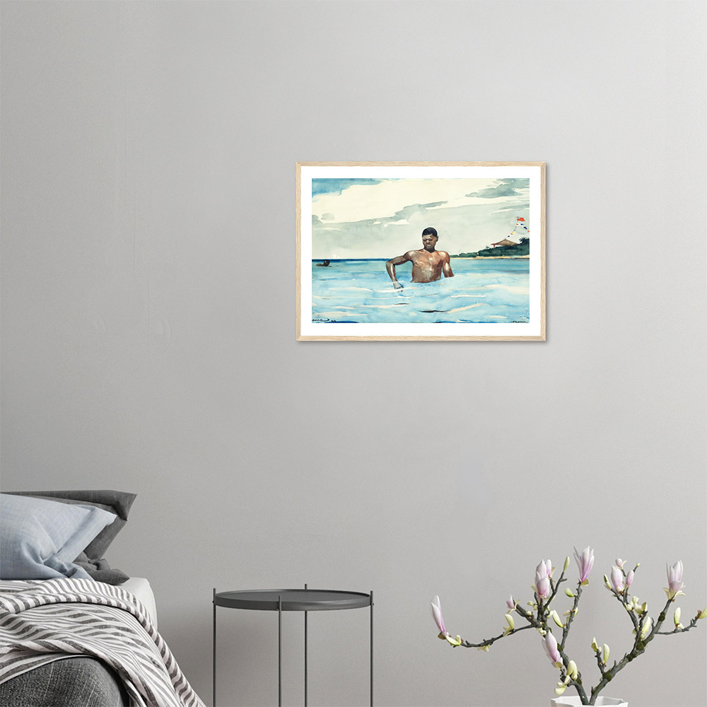 Winslow Homer - The Bather - - -framed-wall-art-wood-0