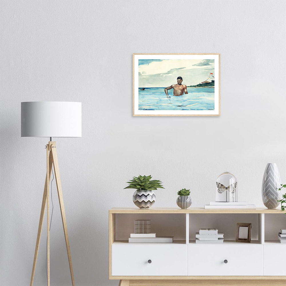 Winslow Homer - The Bather - - -framed-wall-art-wood-1