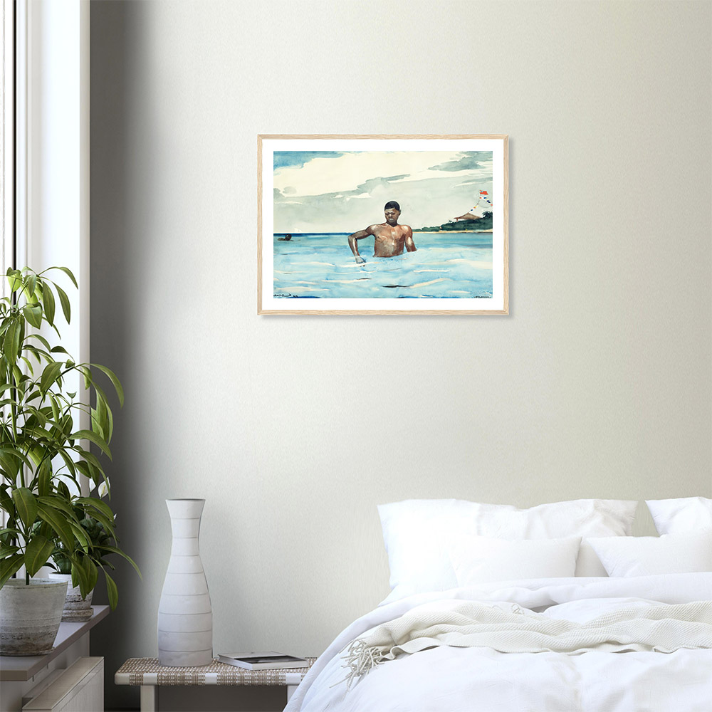 Winslow Homer - The Bather - - -framed-wall-art-wood-2