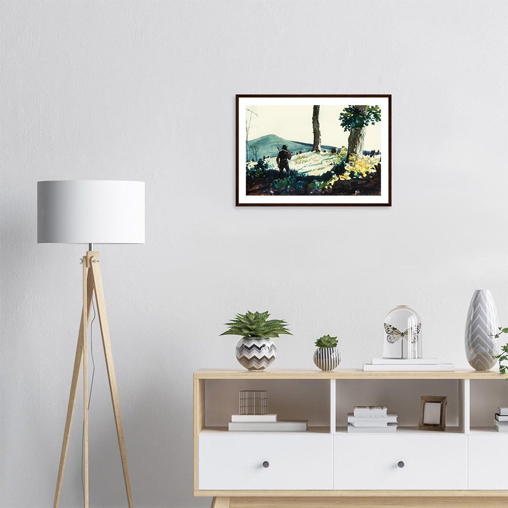 Winslow Homer - The Pioneer - - -framed-wall-art-dark-wood-1