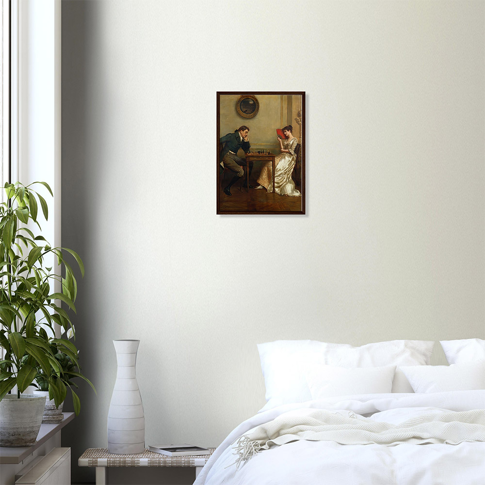 george-kilburne-a-game-of-chess-framed-poster-dark-wood-0 George Kilburne - A Game of Chess - -framed-poster-dark-wood-0