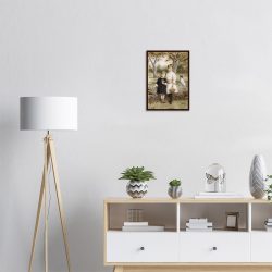 George Kilburne - Children Picking Flowers - -framed-poster-dark-wood-1