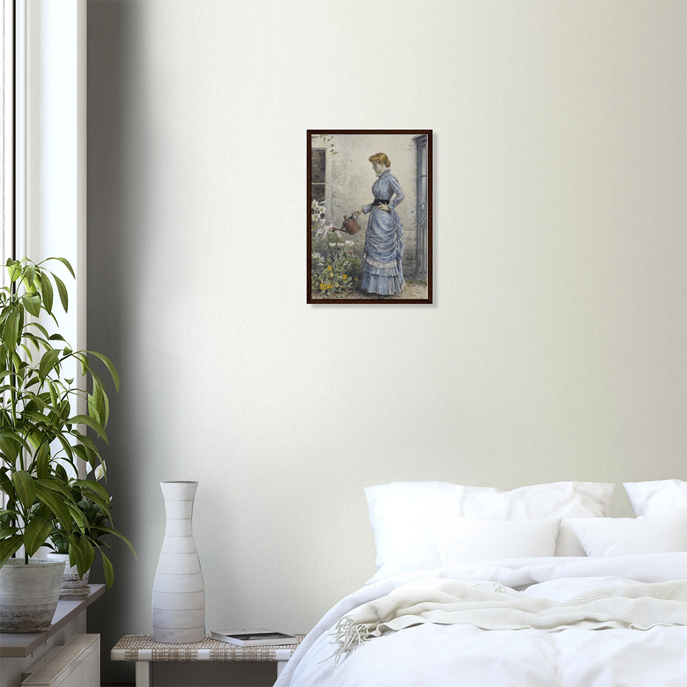 george-kilburne-watering-the-flowers-framed-poster-dark-wood-0 George Kilburne - Watering the Flowers - -framed-poster-dark-wood-0