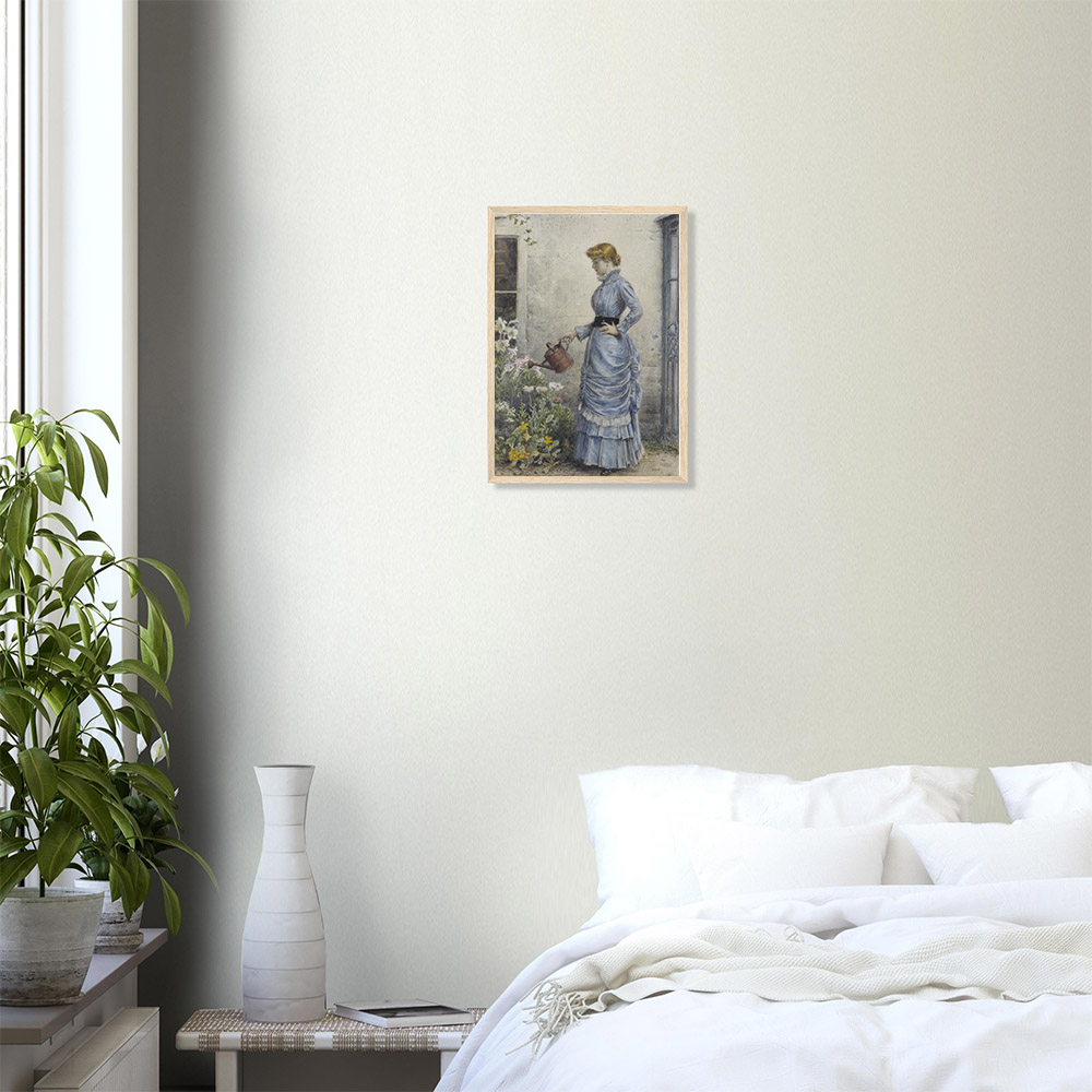 george-kilburne-watering-the-flowers-framed-poster-wood-0 George Kilburne - Watering the Flowers - -framed-poster-wood-0