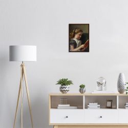 George Kilburne - Young Girl Reading - -framed-poster-dark-wood-1