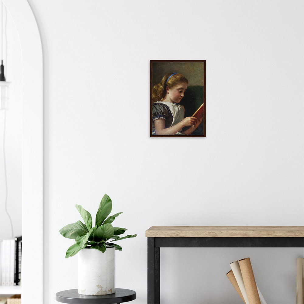 George Kilburne - Young Girl Reading - -framed-poster-dark-wood-2