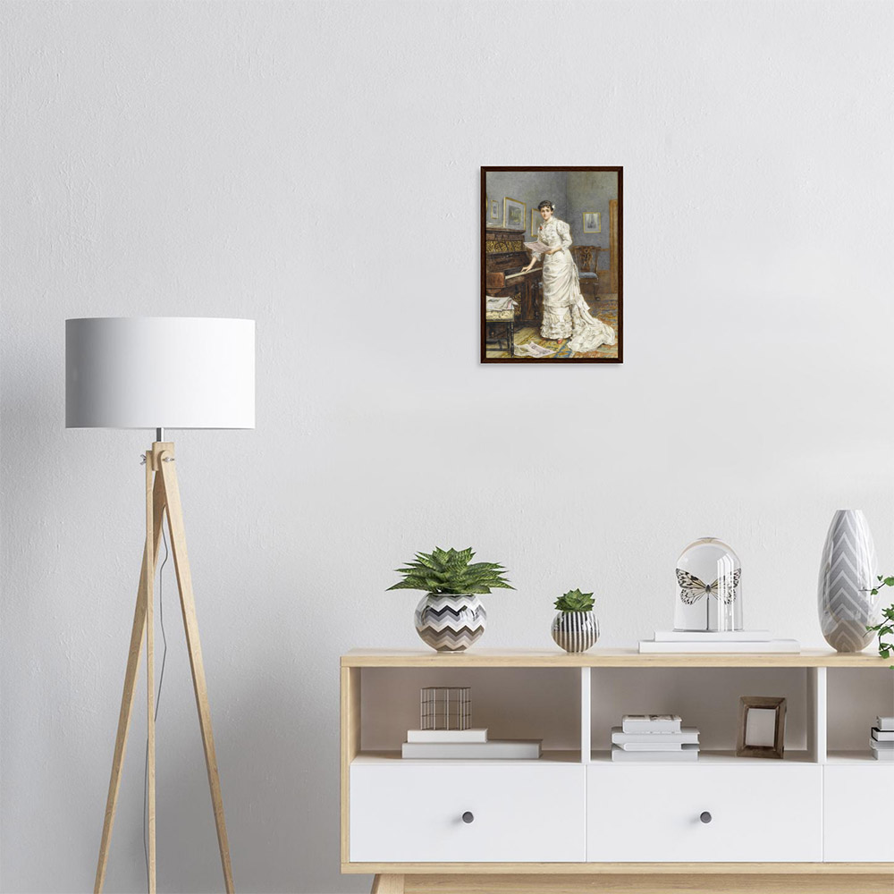 George Kilburne - Young Woman at a Piano - -framed-poster-dark-wood-1