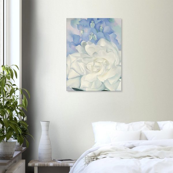 Georgia O'Keeffe - White Rose with Larkspur - -print-on-canvas-1-60x80