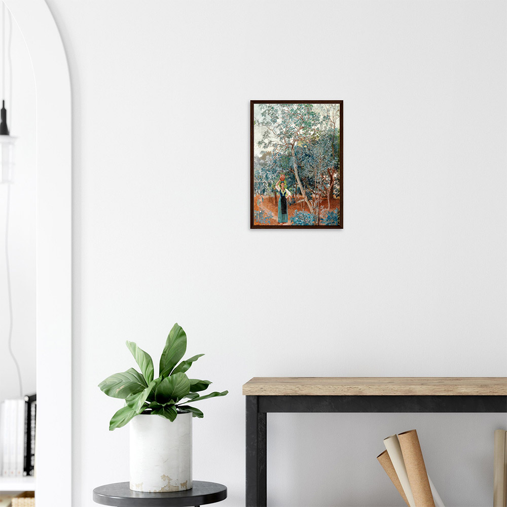 Walter Crane - An Italian Garden, Capri - -framed-poster-dark-wood-2